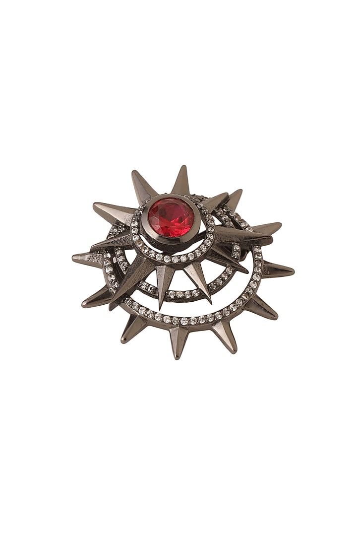 Antique Black Finish Semi-Precious Stone Brooch by Cosa Nostraa at Pernia's Pop Up Shop