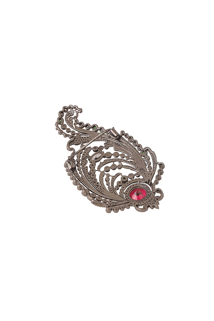 Antique Black Finish Embellished Paisley Brooch by Cosa Nostraa at Pernia's Pop Up Shop