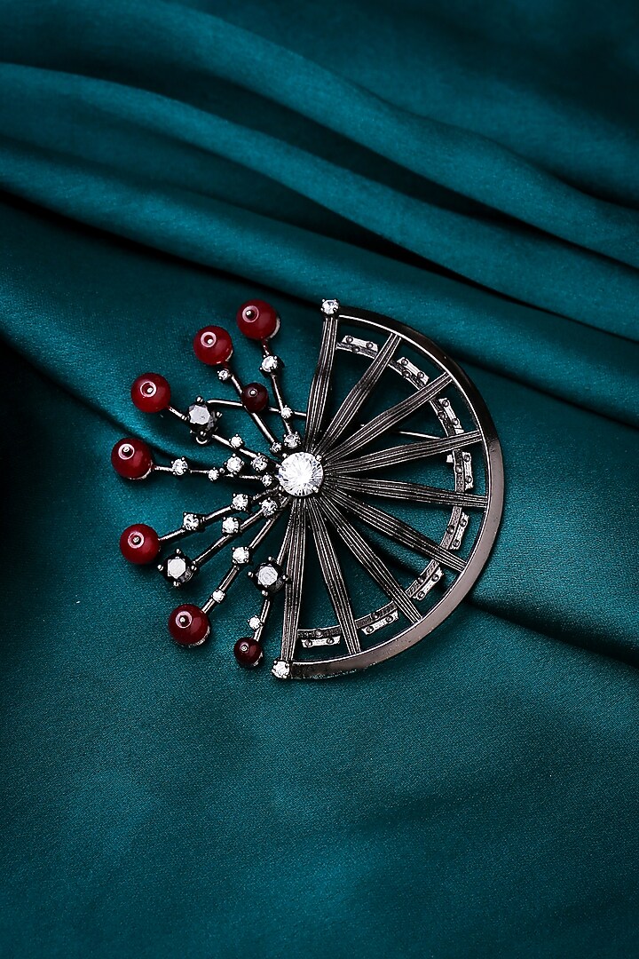 Antique Black Finish Mahabharata Themed Brooch by Cosa Nostraa at Pernia's Pop Up Shop