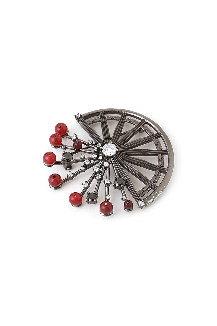 Antique Black Finish Mahabharata Themed Brooch by Cosa Nostraa at Pernia's Pop Up Shop
