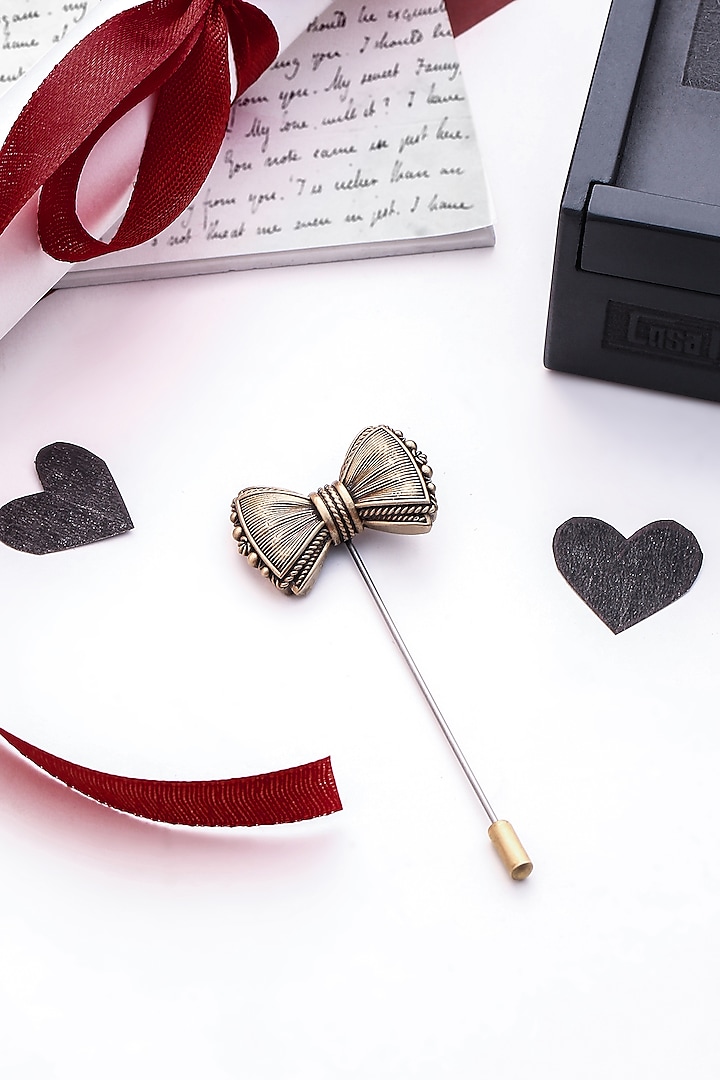 Antique Gold Brass Bow Lapel Pin by Cosa Nostraa at Pernia's Pop Up Shop