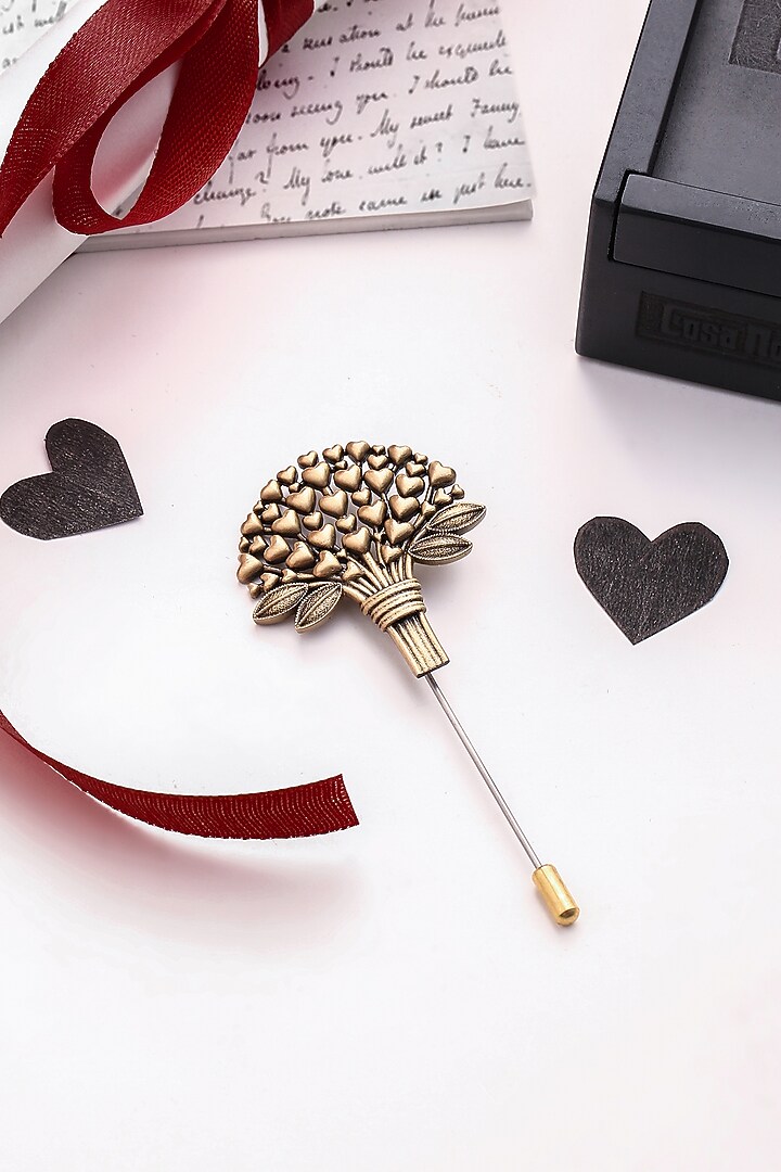 Antique Gold Brass Love Bouquet Lapel Pin by Cosa Nostraa at Pernia's Pop Up Shop
