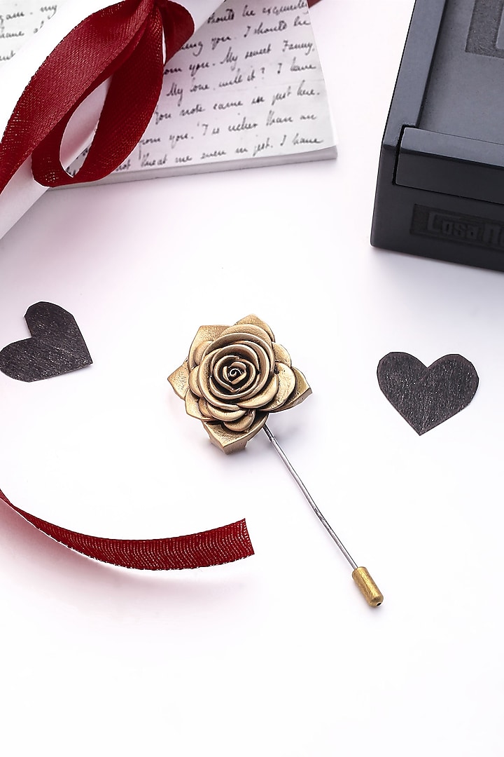 Antique Gold Brass Rose Lapel Pin by Cosa Nostraa at Pernia's Pop Up Shop