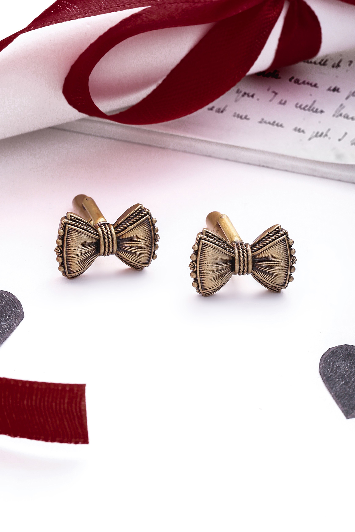 Antique Gold Brass Bow Cufflinks by Cosa Nostraa
