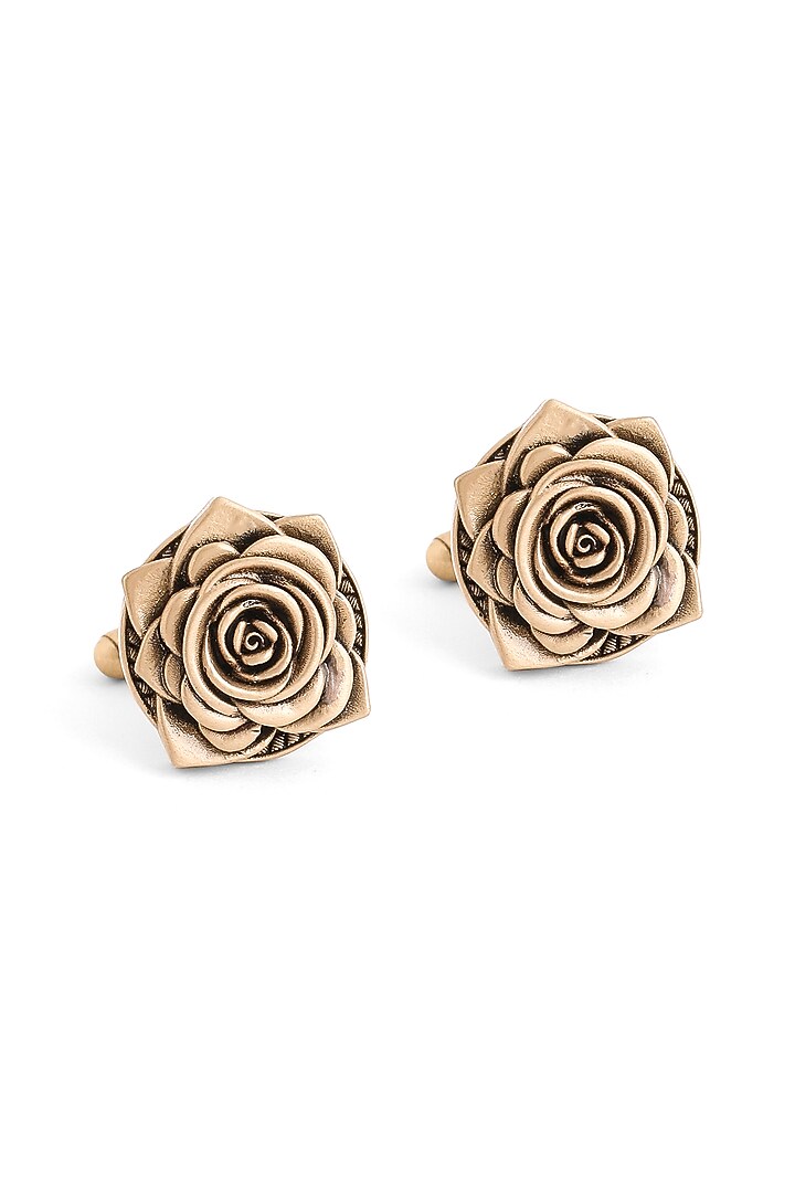 Antique Gold Brass Rose Cufflinks by Cosa Nostraa at Pernia's Pop Up Shop