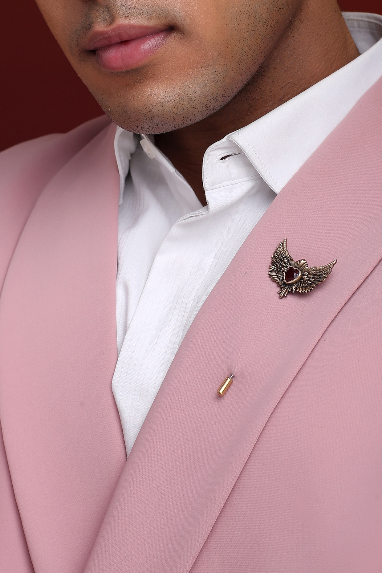 Antique Gold Brass Cufflinks & Lapel Pin Set by Cosa Nostraa