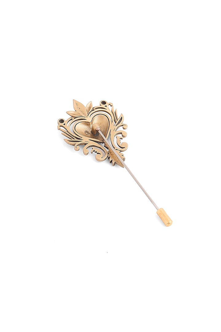 Antique Gold Brass Cufflinks & Lapel Pin Set by Cosa Nostraa at Pernia's Pop Up Shop