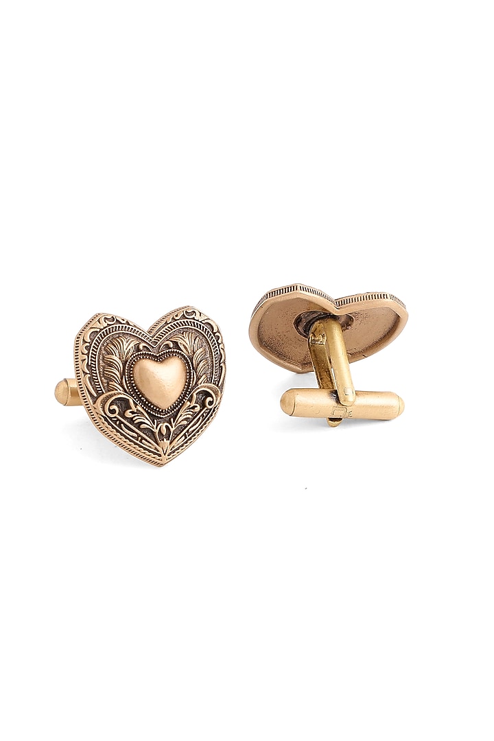 Antique Gold Brass Cufflinks & Lapel Pin Set by Cosa Nostraa at Pernia's Pop Up Shop