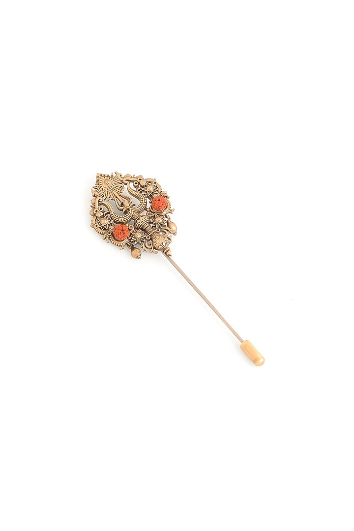 Antique Gold Brass Brooch & Lapel Pin Set by Cosa Nostraa at Pernia's Pop Up Shop