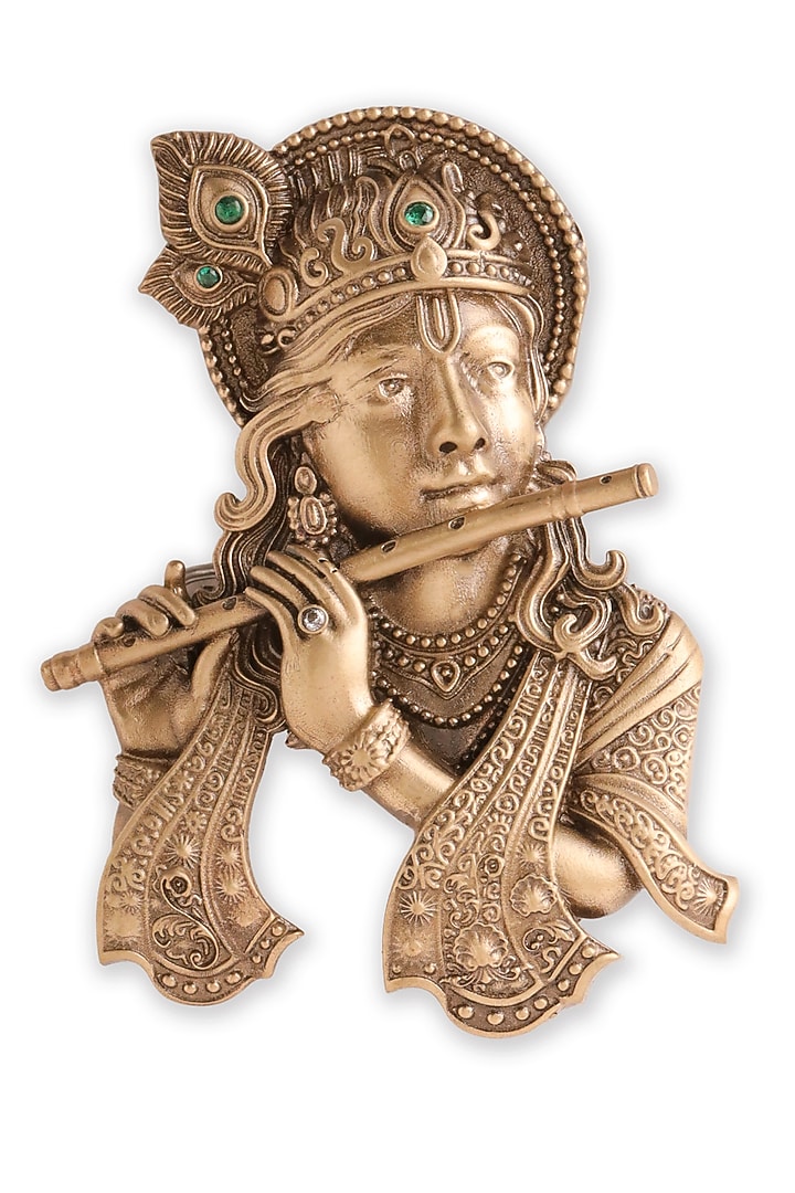 Oxidised Antique Gold Finish Brass Muralidhar Brooch by Cosa Nostraa at Pernia's Pop Up Shop