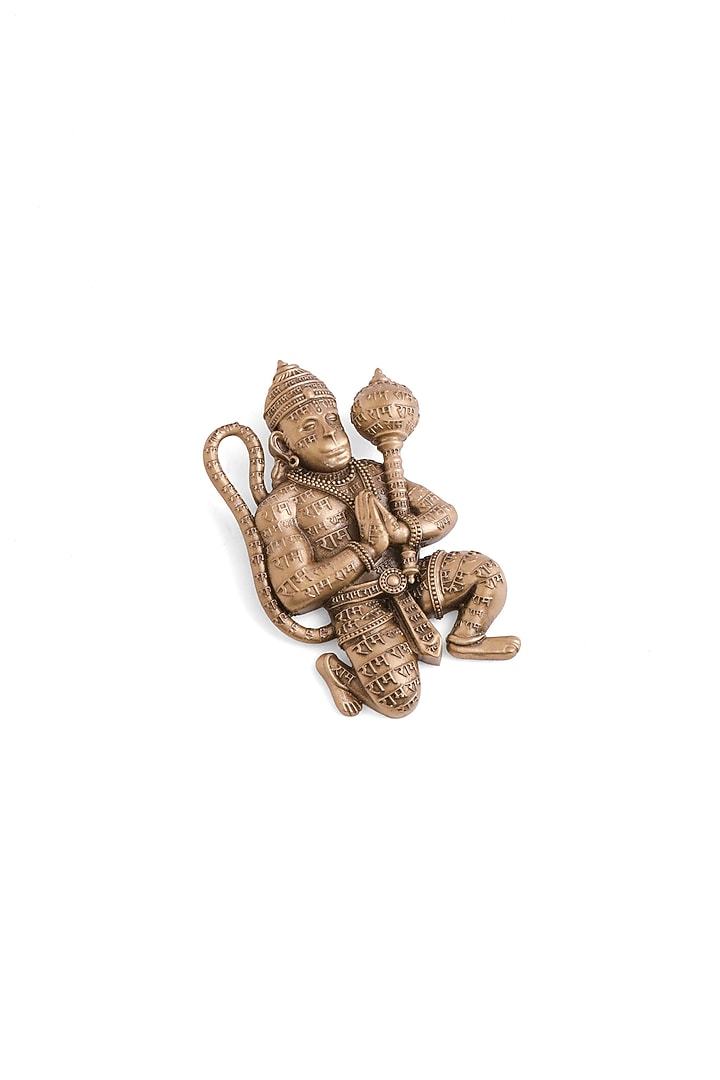 Oxidised Antique Gold Finish Brass Hanuman Heritage Brooch by Cosa Nostraa at Pernia's Pop Up Shop