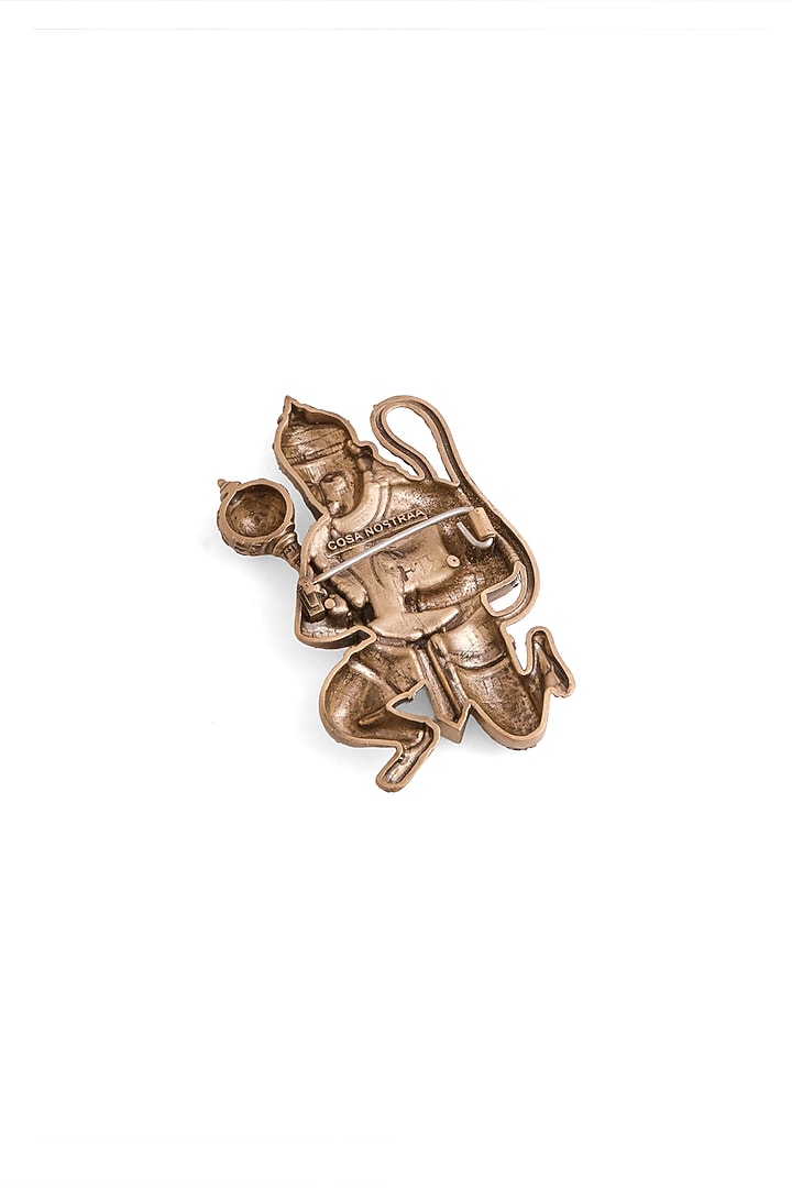 Oxidised Antique Gold Finish Brass Hanuman Heritage Brooch by Cosa Nostraa at Pernia's Pop Up Shop