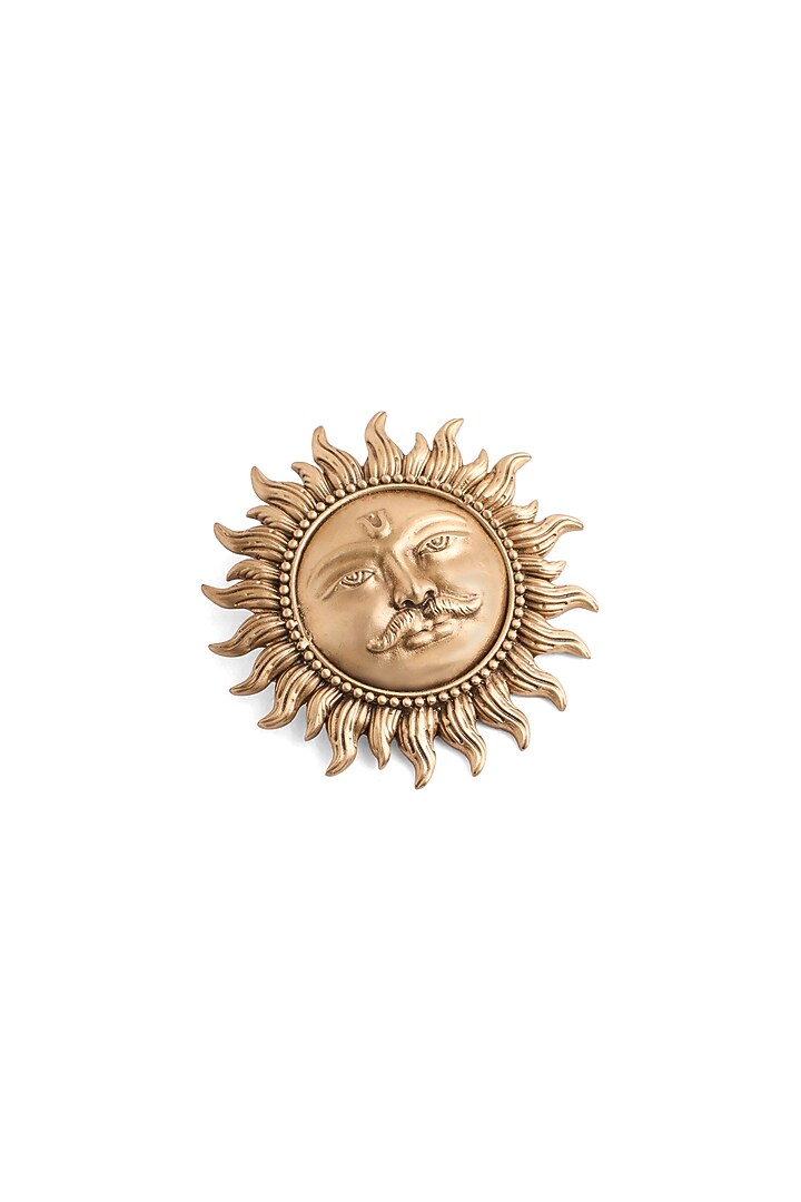 Oxidised Antique Gold Finish Brass Sun Brooch by Cosa Nostraa at Pernia's Pop Up Shop