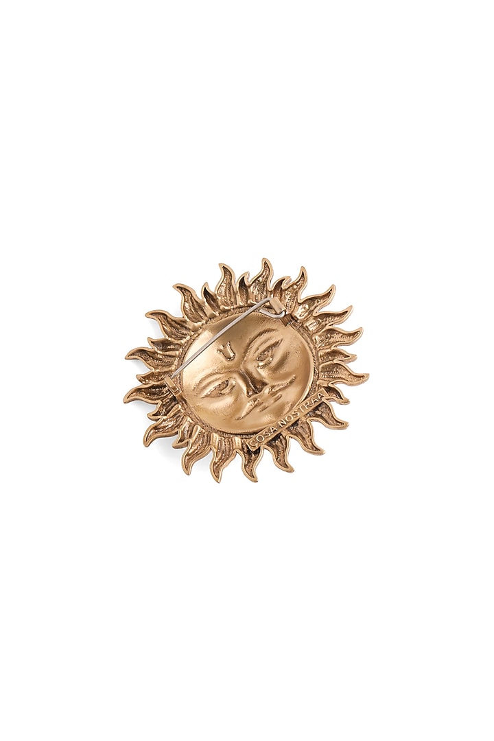 Oxidised Antique Gold Finish Brass Sun Brooch by Cosa Nostraa at Pernia's Pop Up Shop