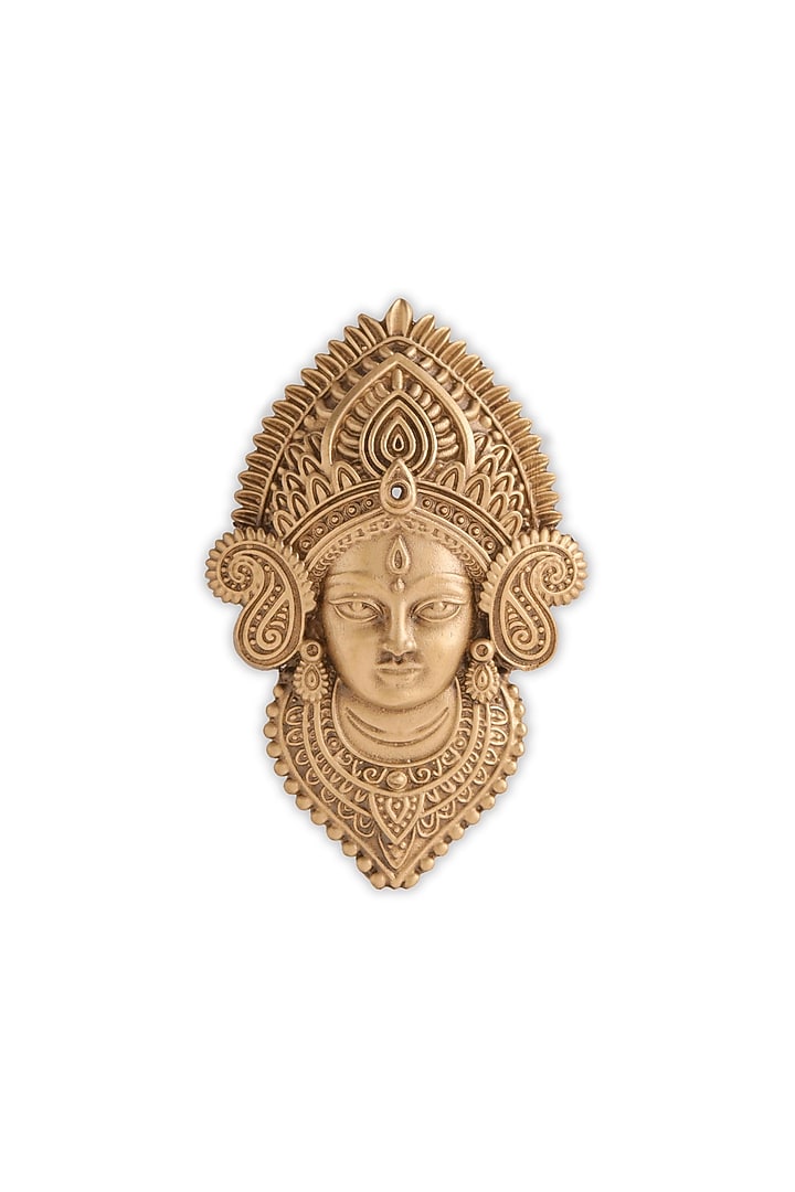 Oxidised Antique Gold Finish Brass Goddess Majesty Brooch by Cosa Nostraa at Pernia's Pop Up Shop