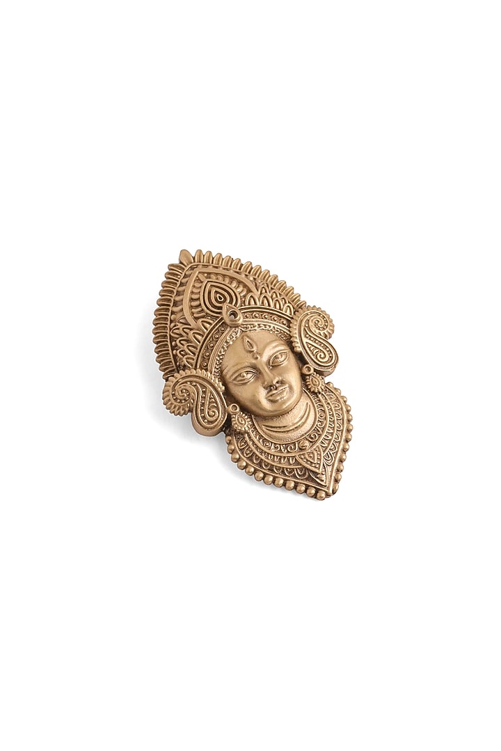 Oxidised Antique Gold Finish Brass Goddess Majesty Brooch by Cosa Nostraa at Pernia's Pop Up Shop