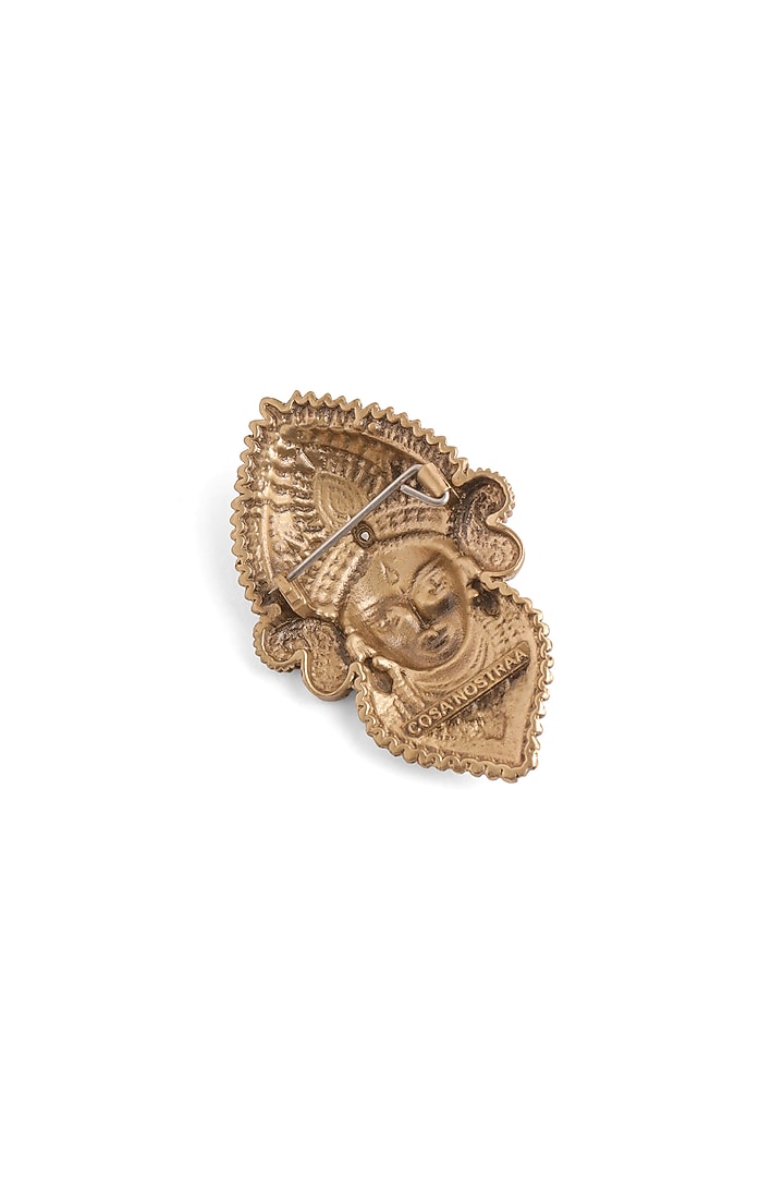 Oxidised Antique Gold Finish Brass Goddess Majesty Brooch by Cosa Nostraa at Pernia's Pop Up Shop