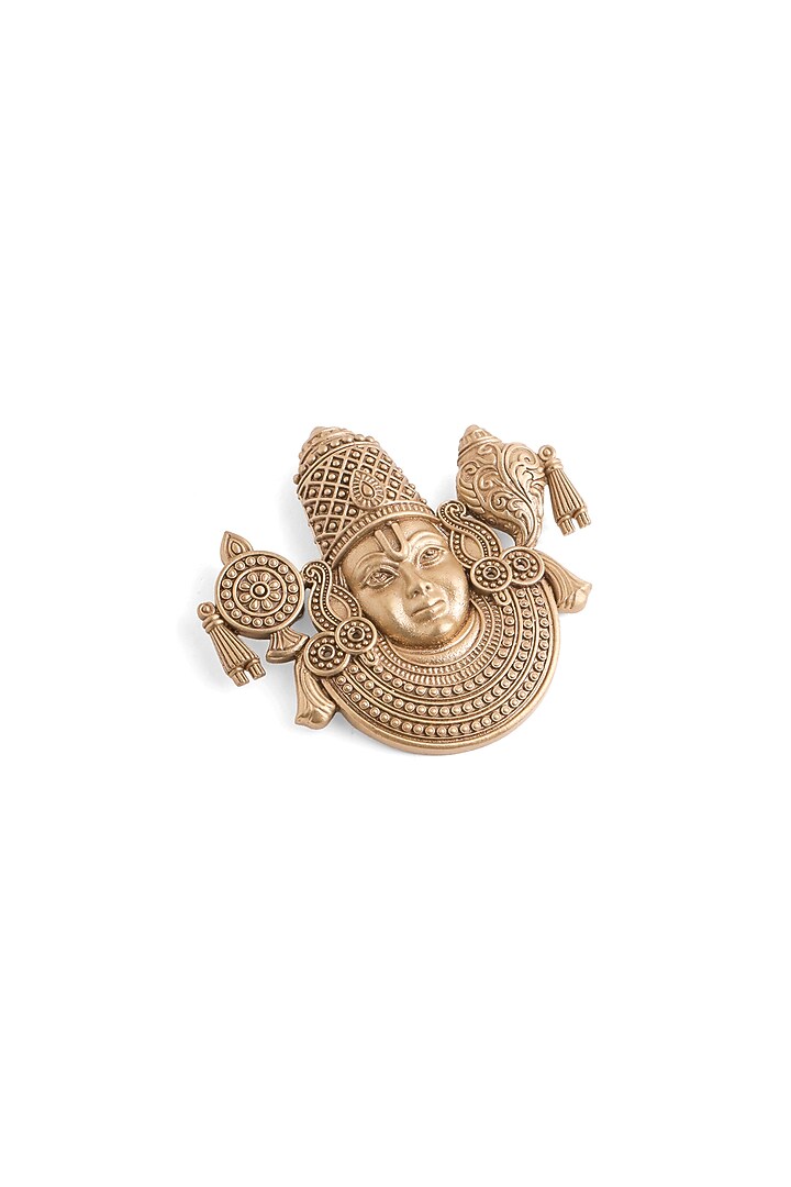 Oxidised Antique Gold Finish Brass Balaji Heritage Brooch by Cosa Nostraa at Pernia's Pop Up Shop