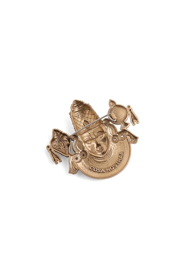 Oxidised Antique Gold Finish Brass Balaji Heritage Brooch by Cosa Nostraa at Pernia's Pop Up Shop