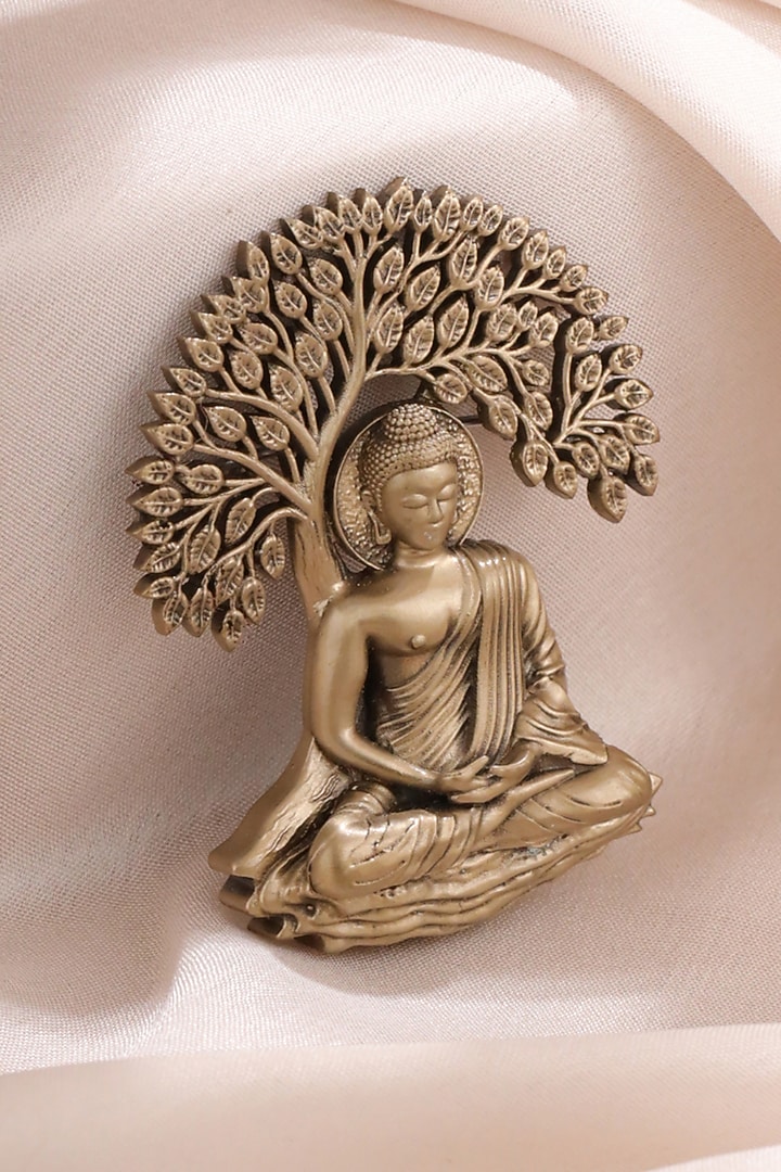 Oxidised Antique Gold Finish Brass Buddha Heritage Brooch by Cosa Nostraa at Pernia's Pop Up Shop