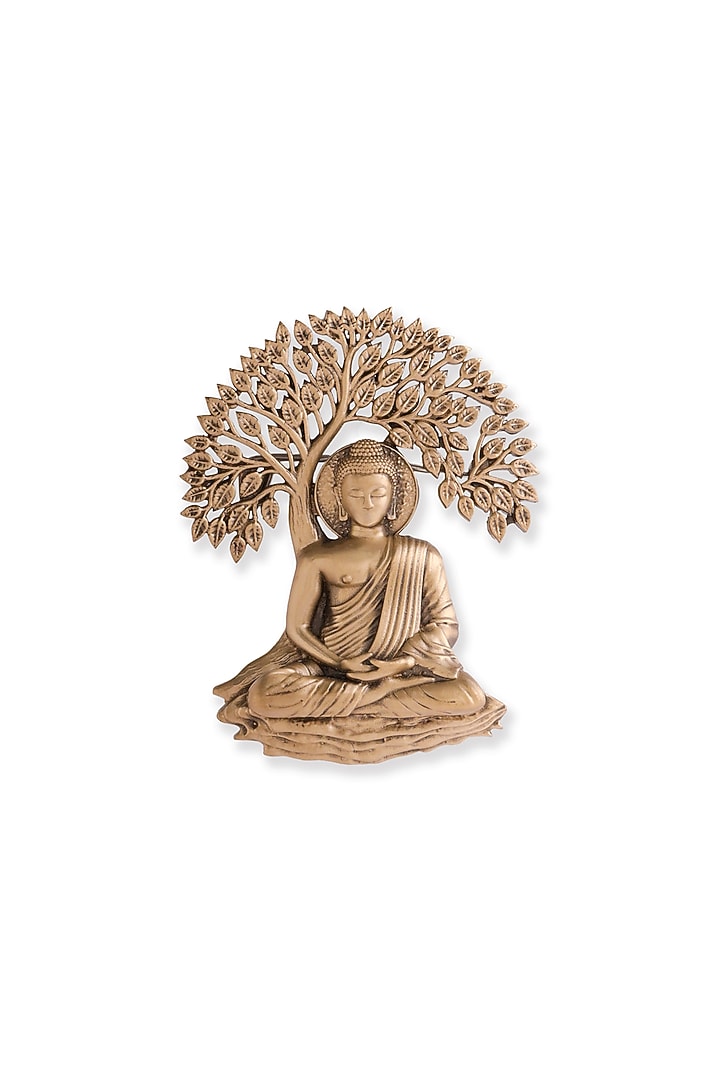 Oxidised Antique Gold Finish Brass Buddha Heritage Brooch by Cosa Nostraa at Pernia's Pop Up Shop