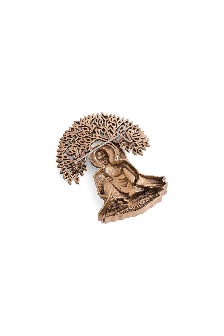 Oxidised Antique Gold Finish Brass Buddha Heritage Brooch by Cosa Nostraa at Pernia's Pop Up Shop