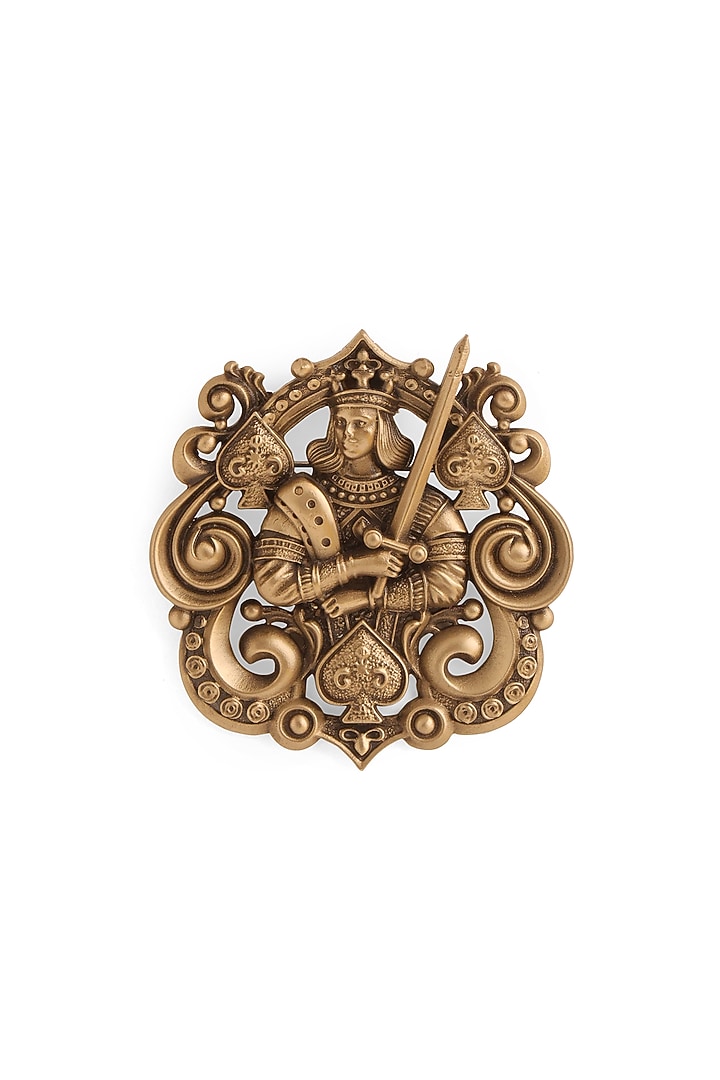Oxidised Antique Gold Finish Brass Brooch by Cosa Nostraa at Pernia's Pop Up Shop