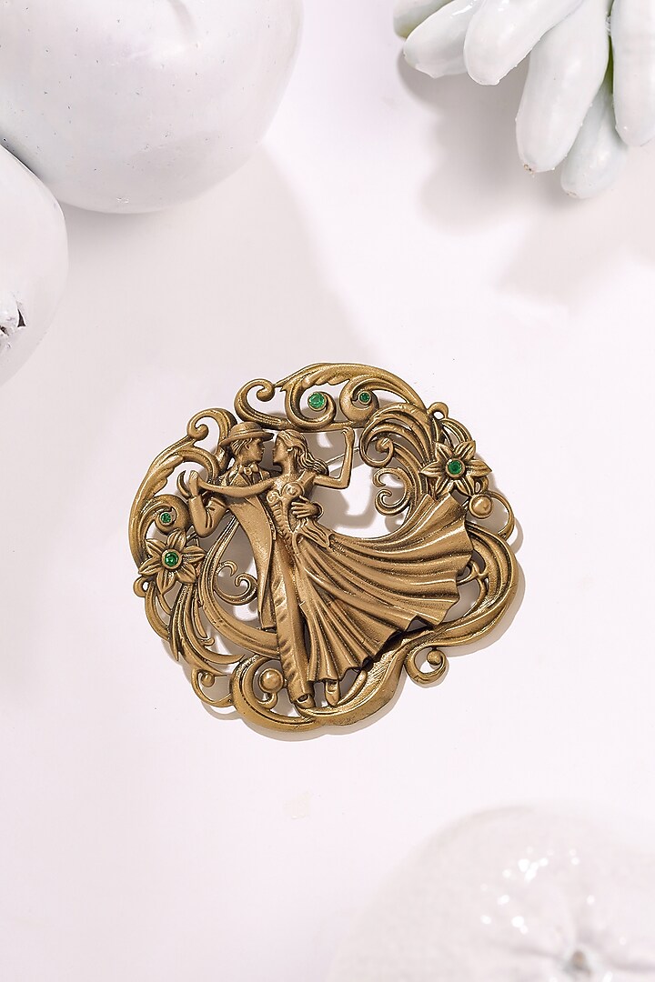 Oxidised Antique Gold Finish Brass Brooch by Cosa Nostraa at Pernia's Pop Up Shop