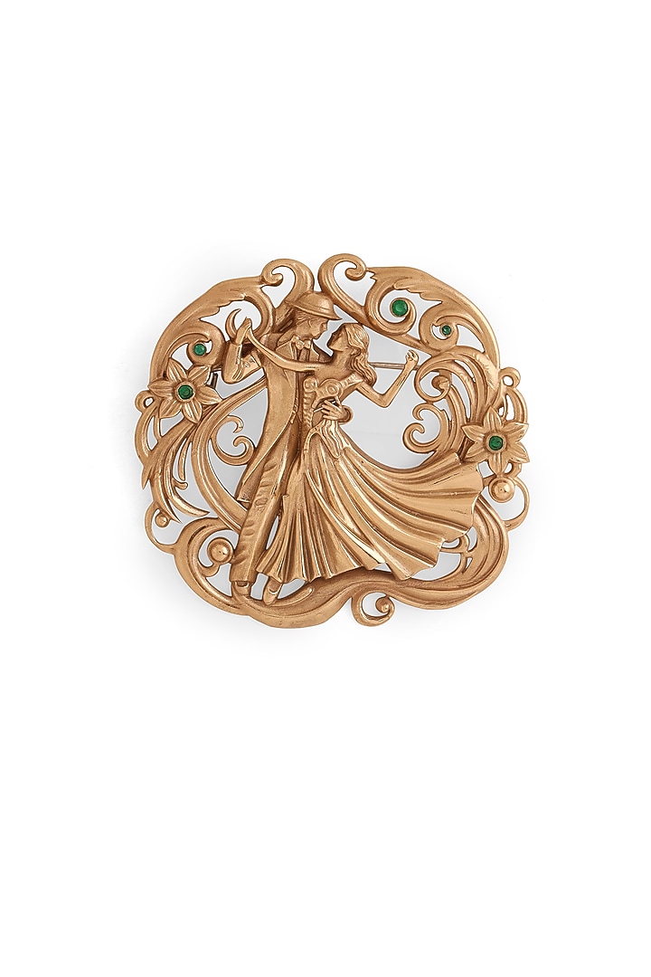 Oxidised Antique Gold Finish Brass Brooch by Cosa Nostraa at Pernia's Pop Up Shop