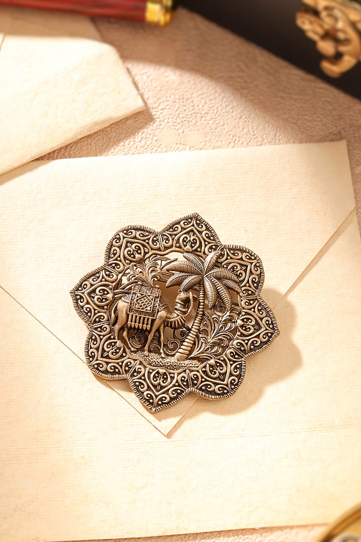 Oxidised Antique Gold Brass Brooch by Cosa Nostraa at Pernia's Pop Up Shop