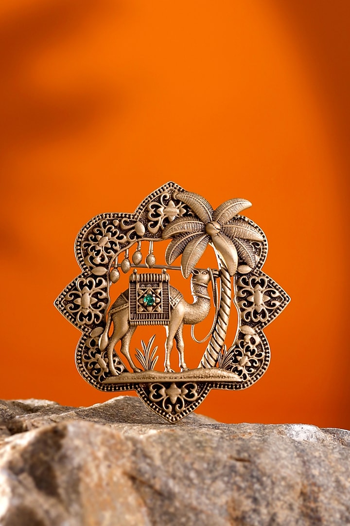 Oxidised Antique Gold Brass Brooch by Cosa Nostraa at Pernia's Pop Up Shop