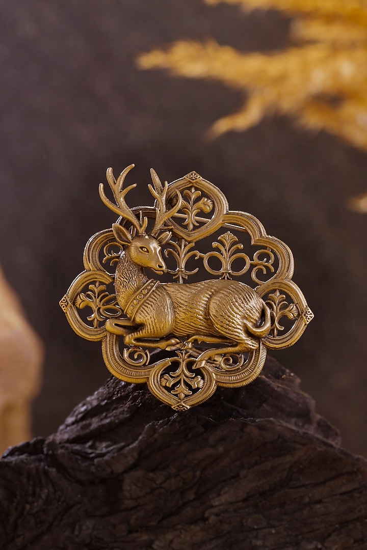 Oxidised Antique Gold Brass Brooch by Cosa Nostraa at Pernia's Pop Up Shop