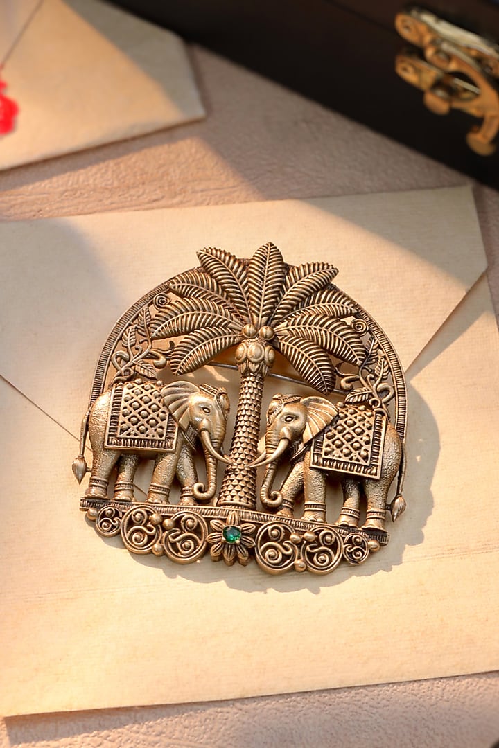 Oxidised Antique Gold Brass Brooch by Cosa Nostraa at Pernia's Pop Up Shop