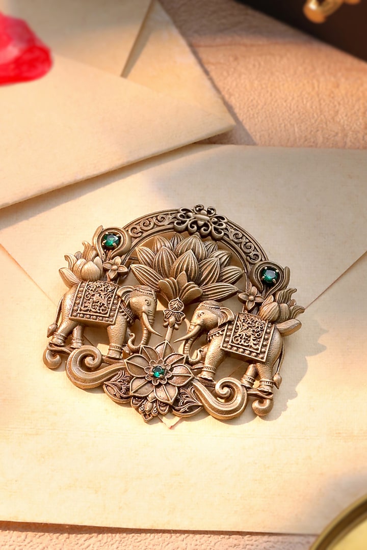 Oxidised Antique Gold Brass Brooch by Cosa Nostraa at Pernia's Pop Up Shop
