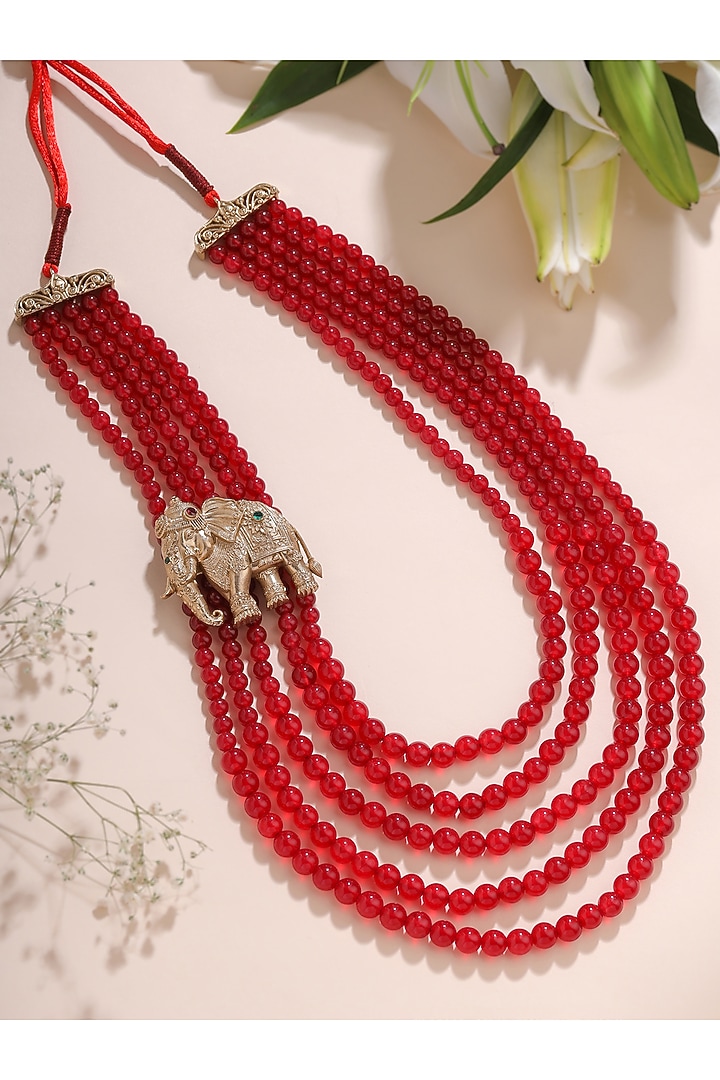 Red Brass Mala by Cosa Nostraa at Pernia's Pop Up Shop