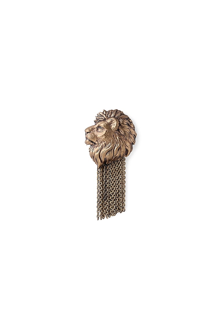 Antique Gold Finish Brass Lion Brooch by Cosa Nostraa
