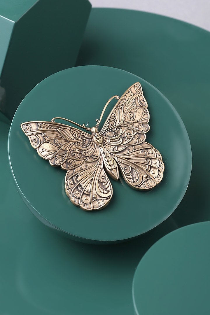 Antique Gold Brass Butterfly Brooch by Cosa Nostraa