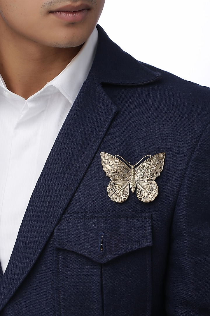Antique Gold Brass Butterfly Brooch by Cosa Nostraa