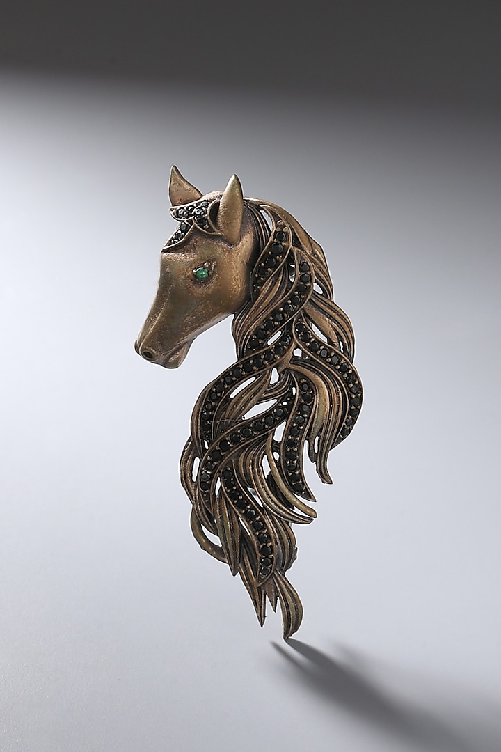 Antique Gold Brass Horse Brooch by Cosa Nostraa