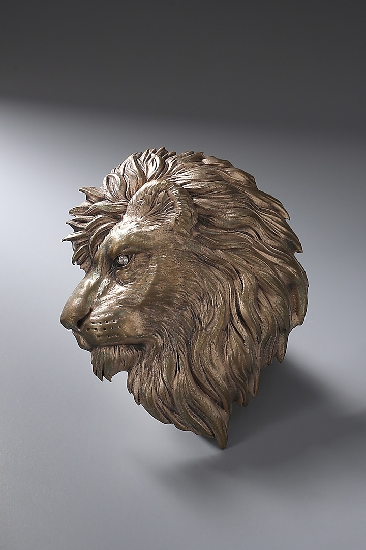 Antique Gold Brass Lion Brooch by Cosa Nostraa
