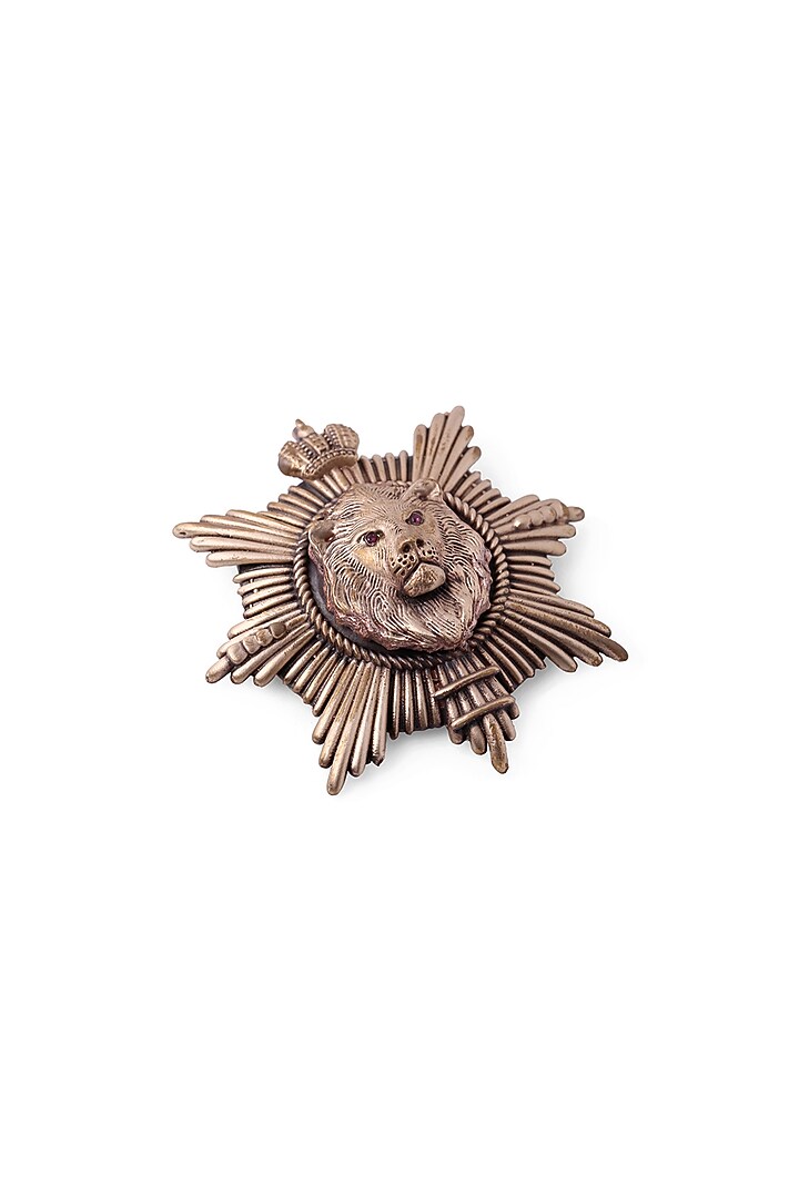 Antique Gold Brass Lion Brooch by Cosa Nostraa at Pernia's Pop Up Shop