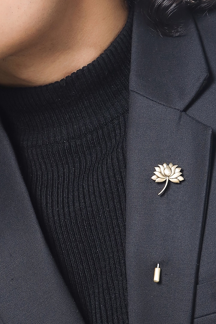 Antique Gold Brass Lotus Lapel Pin by Cosa Nostraa at Pernia's Pop Up Shop