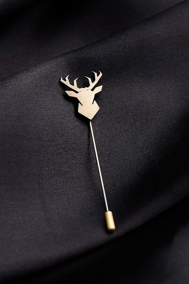 Antique Gold Brass Imperial Stag Lapel Pin by Cosa Nostraa