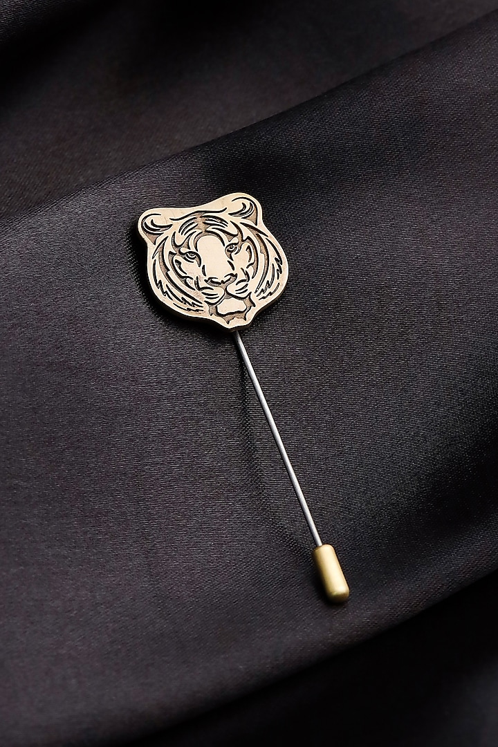 Antique Gold Brass Tiger Lapel Pin by Cosa Nostraa