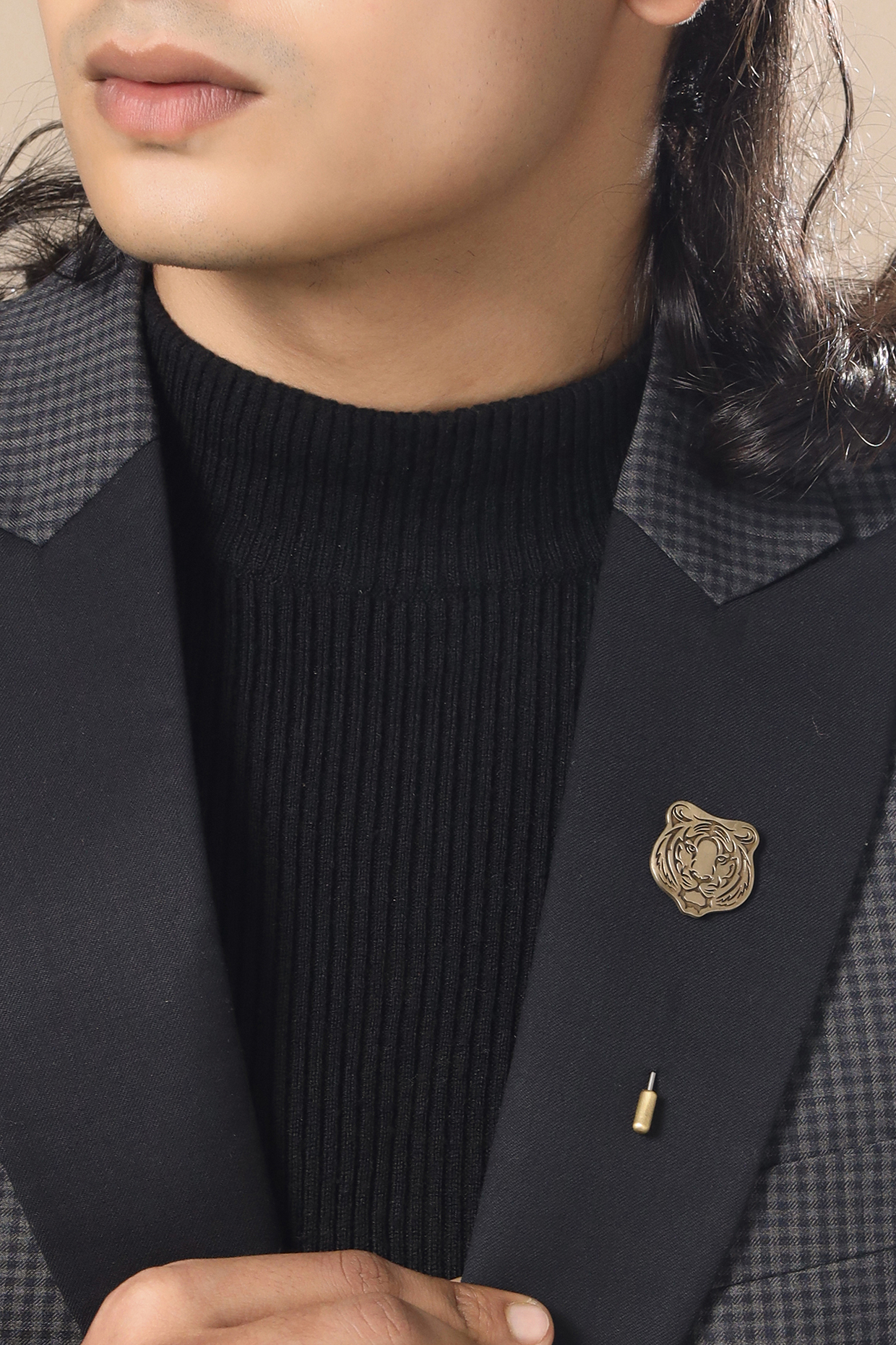 Antique Gold Brass Tiger Lapel Pin by Cosa Nostraa