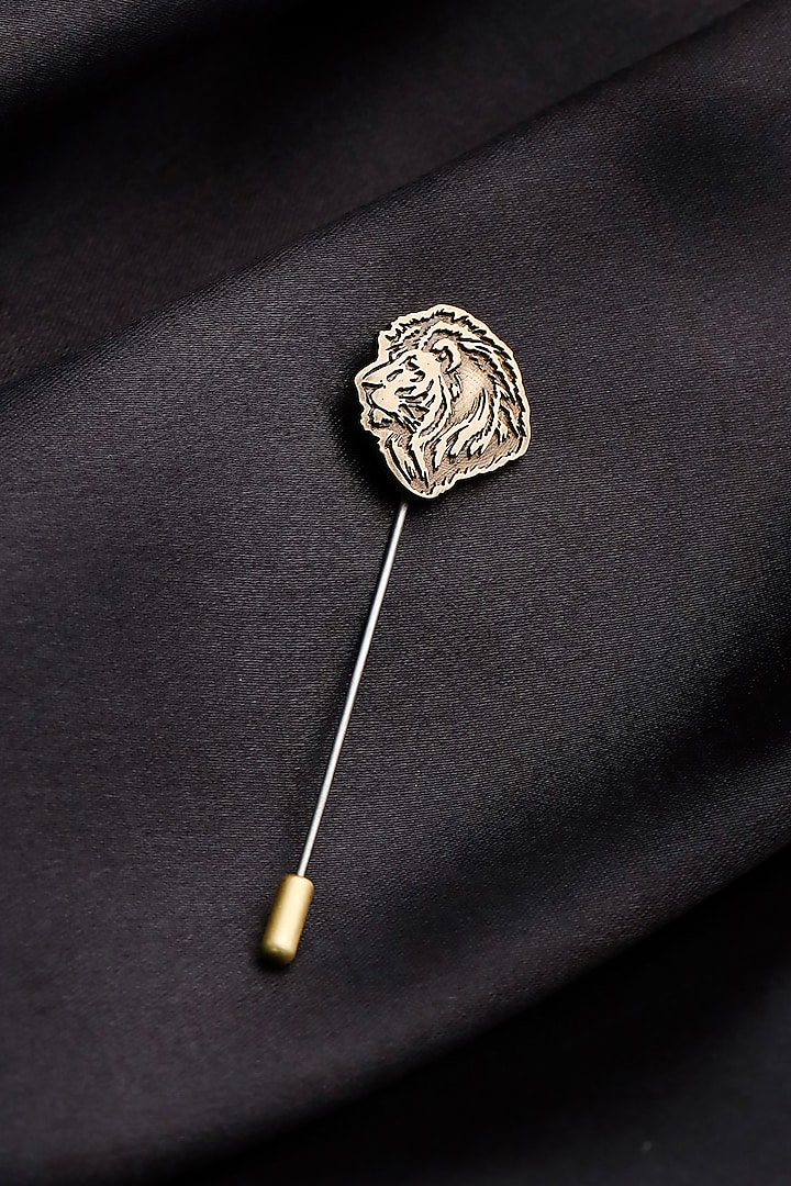 Antique Gold Brass Lion Lapel Pin by Cosa Nostraa