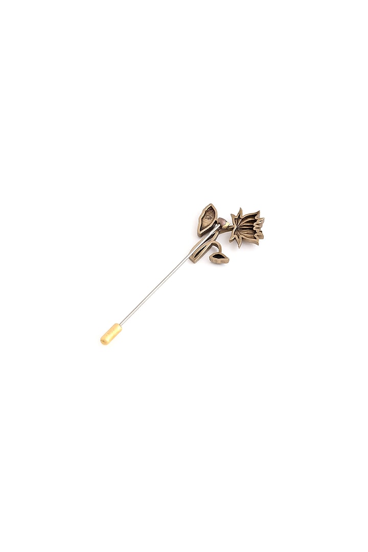 Antique Gold Brass Lotus Lapel Pin by Cosa Nostraa at Pernia's Pop Up Shop