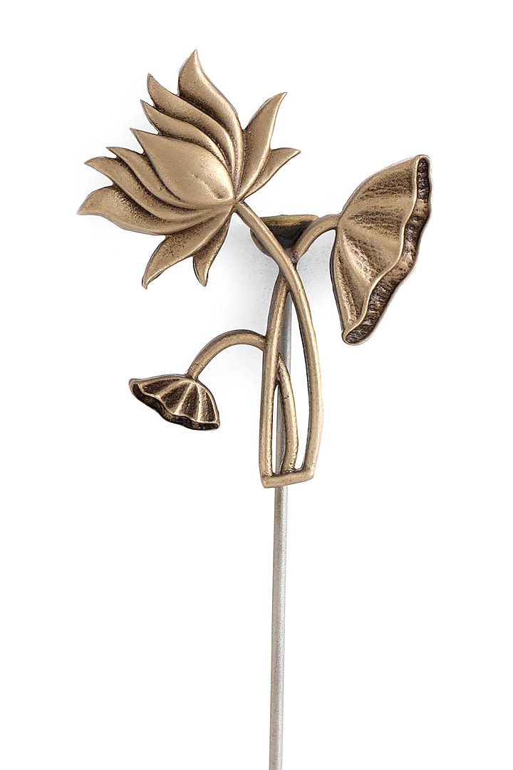 Antique Gold Brass Lotus Lapel Pin by Cosa Nostraa at Pernia's Pop Up Shop