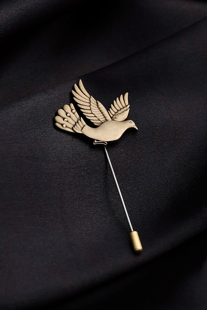 Antique Gold Brass Flying Bird Lapel Pin by Cosa Nostraa