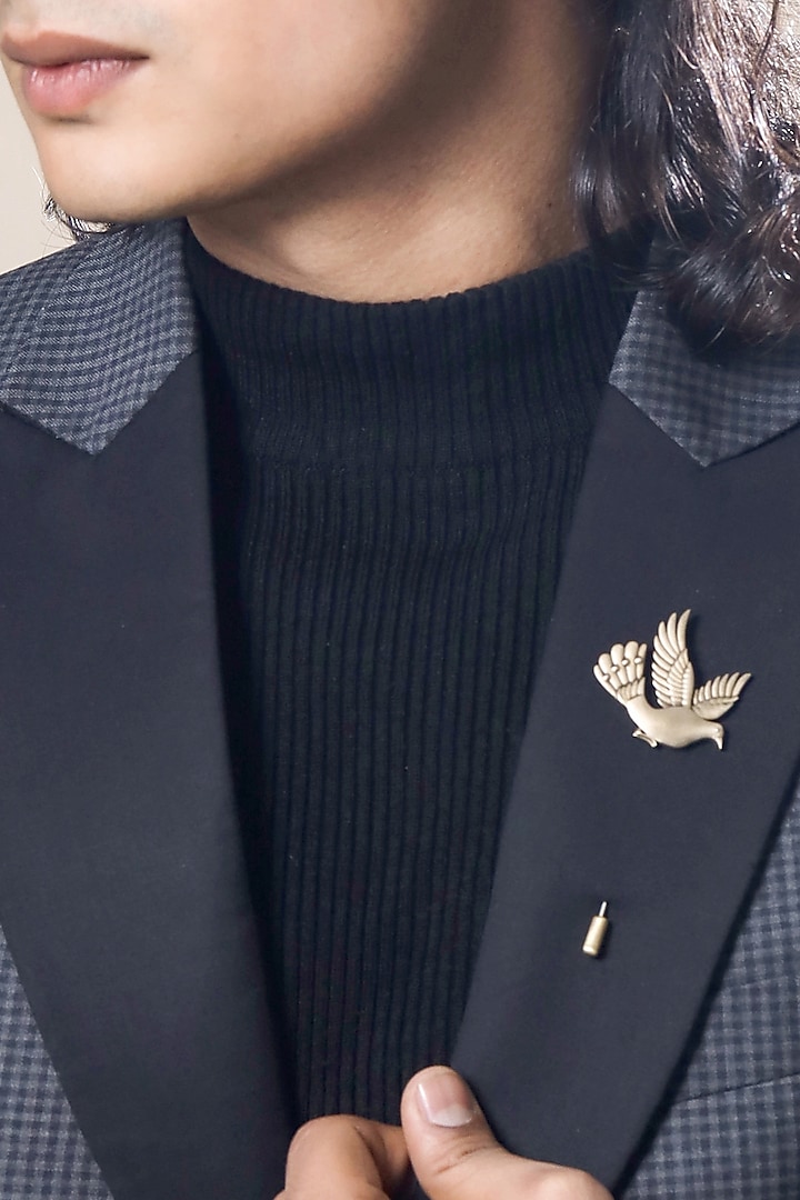 Antique Gold Brass Flying Bird Lapel Pin by Cosa Nostraa